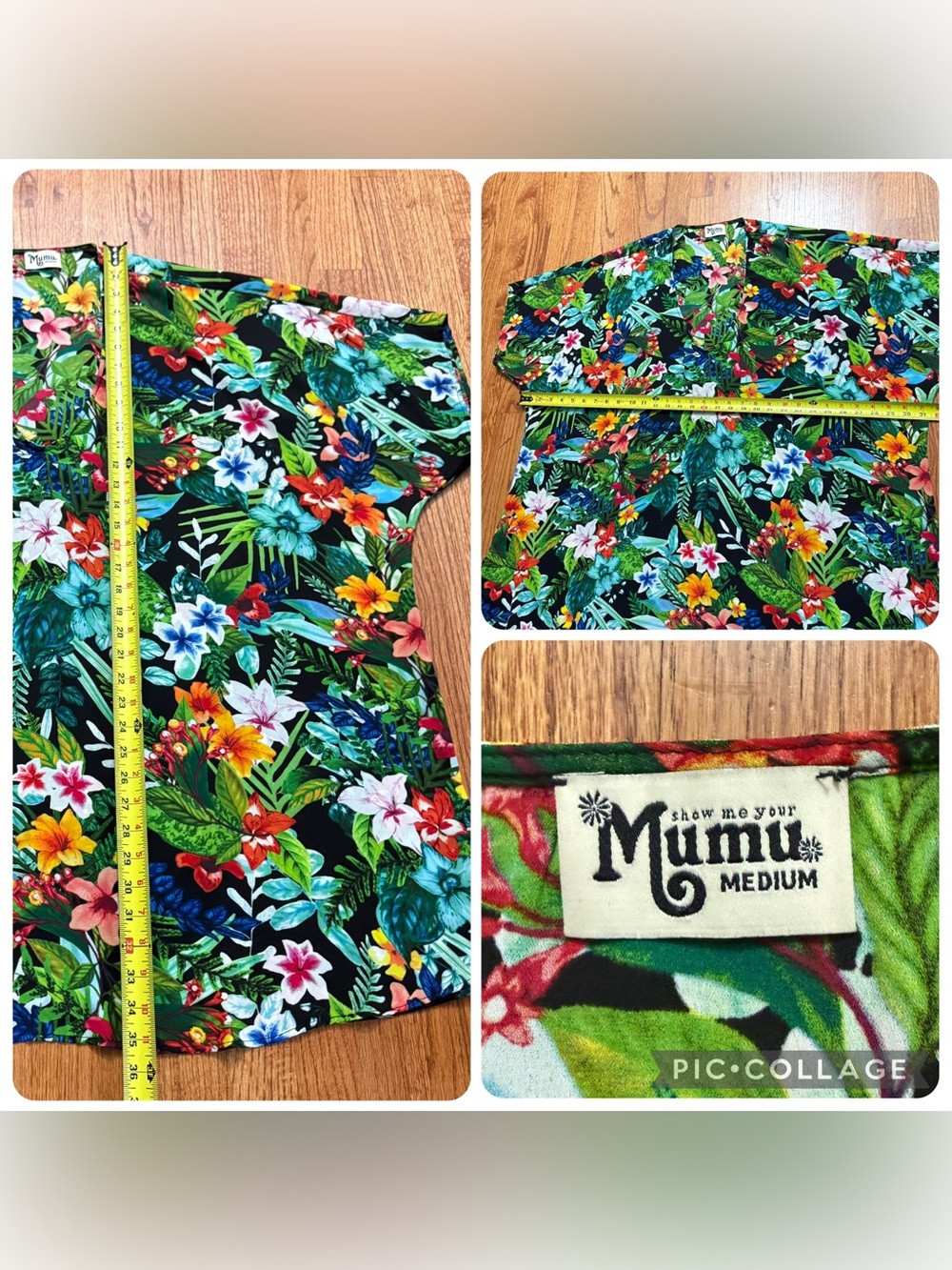 Show Me Your MuMu Black Hawaiian Tropical Floral V Neck dress size M - Picture 9 of 10